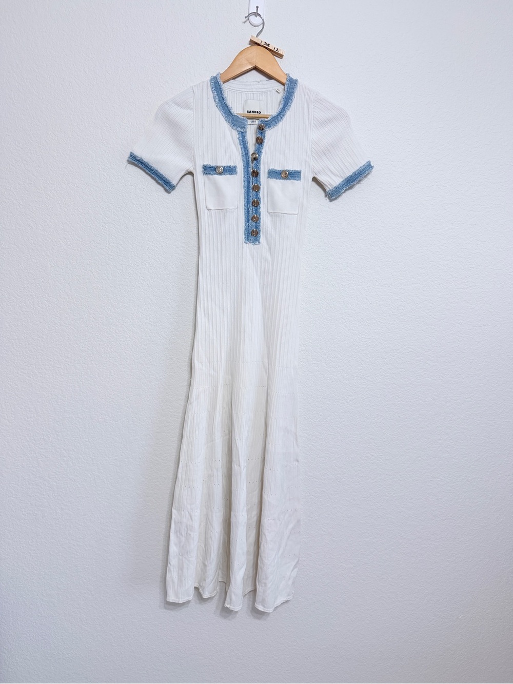 Sandro white ribbed knit sweater dress size XS - Picture 6 of 14